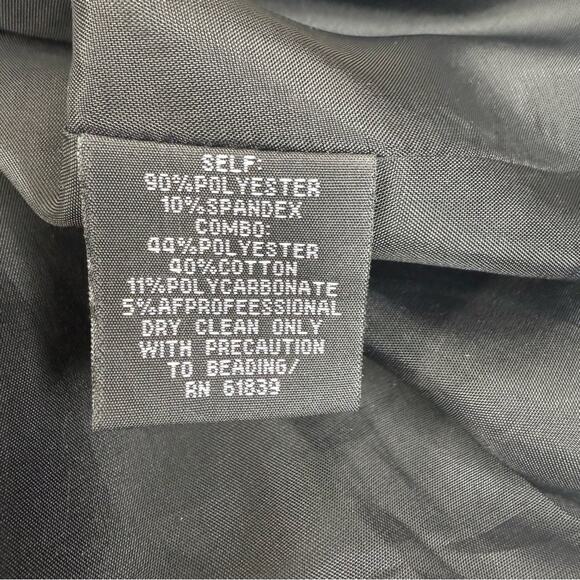 Rickie Freeman for TERI JON Velvet Black and Silver Midi Dress Women's Sz 8 - Picture 15 of 16